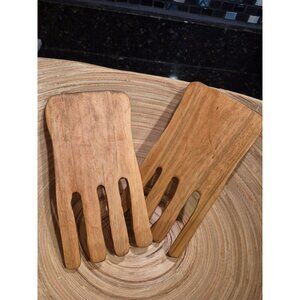 Handmade Cedar Salad Hands Rustic Wooden Serving Forks  Eco-Friendly